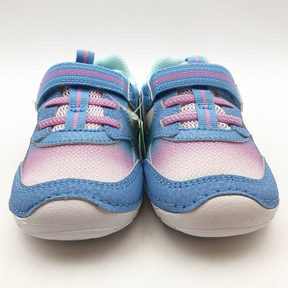 Stride Rite SM Turbo Girls Sneaker Size 5.5 Blue Pink White Kids Shoe NIB - Picture 5 of 11
